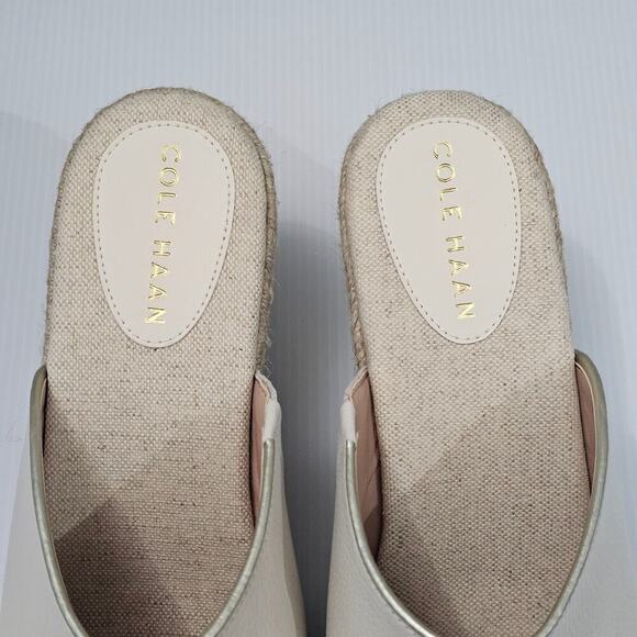 NEW Cole Haan Cloudfeel Southcrest Sandal Wedge Espadrille Ivory Leather Size 10 - Picture 7 of 12